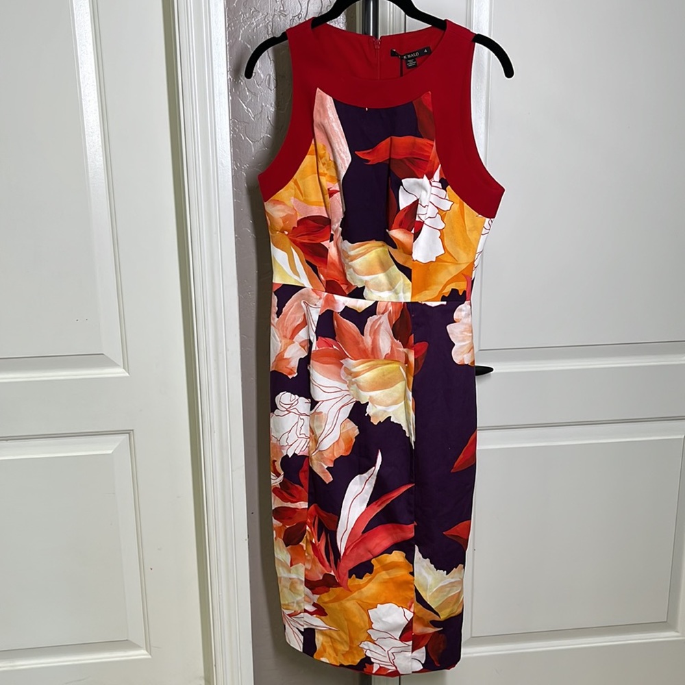 Black Halo Rohan Floral Sheath Dress Size 4 - Picture 3 of 11